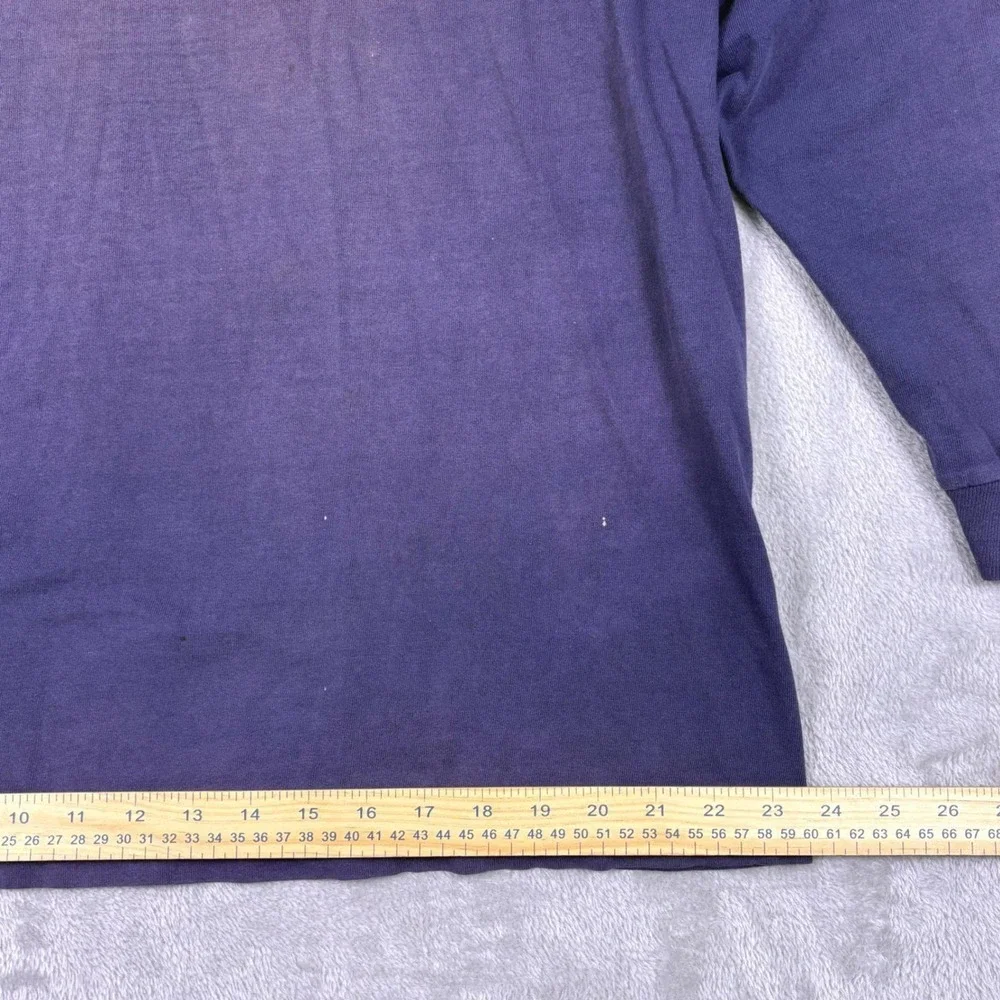 Y2K Vintage Quinnipiac‎ University Long Sleeve Tee XL Faded Distressed Blue